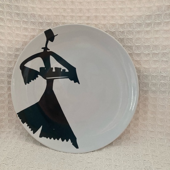 Rebecca Moses Black & White Silhouette Heart Soul Style Dessert Plates Set Of 4 - Picture 8 of 10